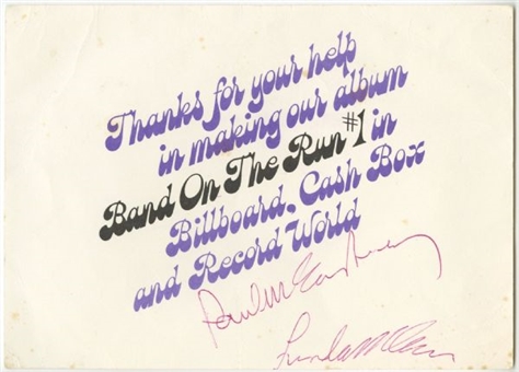 Paul and Linda McCartney Signed Thank You Card